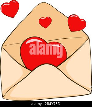Lettera d'amore. Busta con cuori. San Valentino. Illustrazione vettoriale Illustrazione Vettoriale