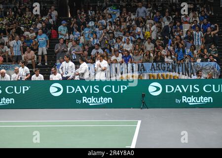 Appassionati di tennis argentini. Finali della Coppa Davis, Unipol Arena, Bologna. Foto Stock