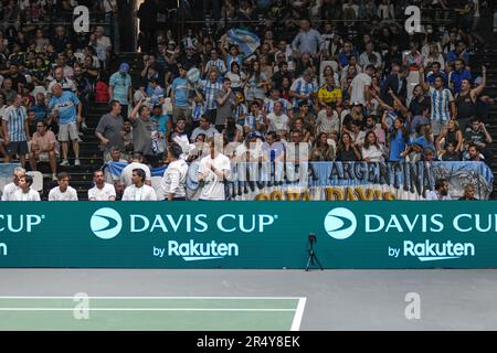 Appassionati di tennis argentini. Finali della Coppa Davis, Unipol Arena, Bologna. Foto Stock