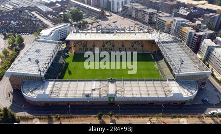 Vista aerea di Carrow Road, sede del Norwich City FC Foto Stock