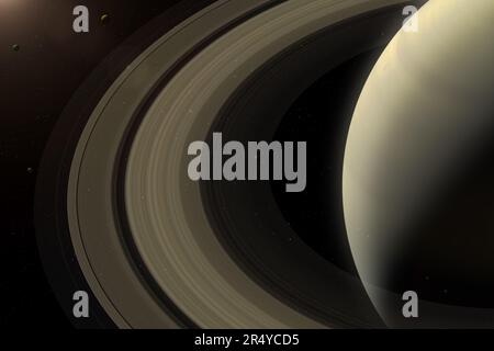 Saturno e i suoi anelli nello spazio esterno. Saturno - pianeta gigante a gas. Saturno è il sesto pianeta del Sole. Elementi forniti dalla NASA. Foto Stock
