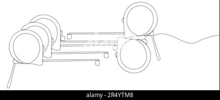 Una linea continua di nastro Righello. Concetto di vettore di illustrazione a linea sottile. Disegno di contorno idee creative. Illustrazione Vettoriale