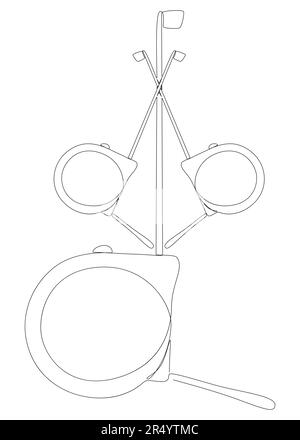 Una linea continua di nastro Righello. Concetto di vettore di illustrazione a linea sottile. Disegno di contorno idee creative. Illustrazione Vettoriale