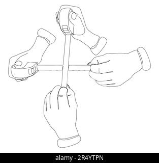 Una linea continua di nastro Righello. Concetto di vettore di illustrazione a linea sottile. Disegno di contorno idee creative. Illustrazione Vettoriale