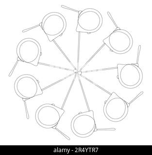 Una linea continua di nastro Righello. Concetto di vettore di illustrazione a linea sottile. Disegno di contorno idee creative. Illustrazione Vettoriale