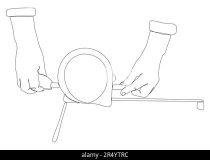 Una linea continua di nastro Righello. Concetto di vettore di illustrazione a linea sottile. Disegno di contorno idee creative. Illustrazione Vettoriale