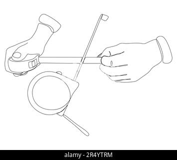 Una linea continua di nastro Righello. Concetto di vettore di illustrazione a linea sottile. Disegno di contorno idee creative. Illustrazione Vettoriale