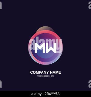 Logo iniziale con vettore modello cerchio colorato Illustrazione Vettoriale