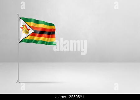 Bandiera dello Zimbabwe, illustrazione del 3D, isolata su fondo bianco di cemento Foto Stock