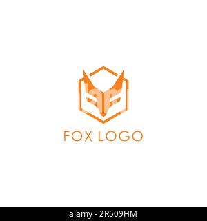 Logo Fox Hexagon. design semplice e pulito per te Illustrazione Vettoriale