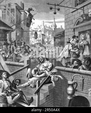 Hogarth - Gin Lane Foto Stock