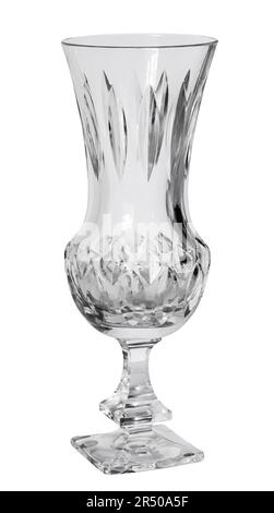 Vaso di cristallo a bulbo scanalato, isolato su sfondo bianco Foto Stock