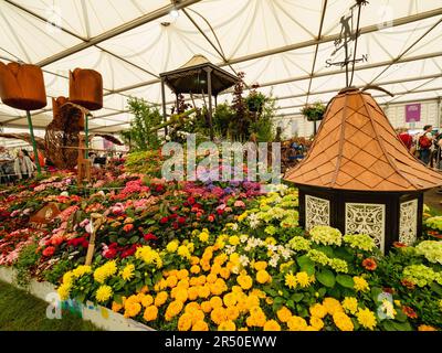 Mostre di giardini all'interno del padiglione al Chelsea Flower Show 23 Foto Stock