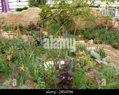 Mostre di giardini all'interno del padiglione al Chelsea Flower Show 23 Foto Stock