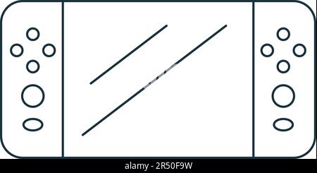 Icona della console di gioco. Semplice cartello monocromatico della collezione di intrattenimento. Icona della console di gioco per logo, modelli, web design e infografiche. Illustrazione Vettoriale
