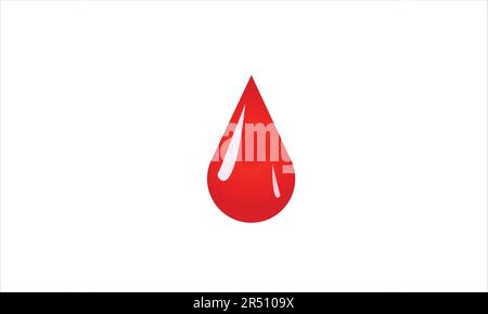 goccia di sangue su sfondo bianco Illustrazione Vettoriale