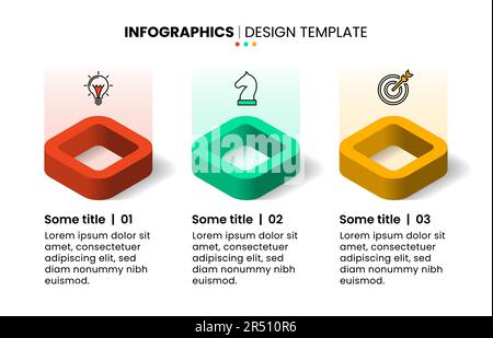 Modello infografico con icone e 3 opzioni o passaggi. Colonne. Può essere utilizzato per il layout del flusso di lavoro, il diagramma, il banner, il webdesign. Illustrazione vettoriale Illustrazione Vettoriale