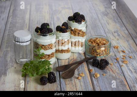 Trifle con muesli, yogurt e more Foto Stock