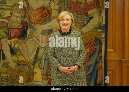 Madrid, Spagna. 31st maggio, 2023. Re Felipe VI riceve Hilary Rodham Clinton, ex Segretario degli Stati Uniti d'America, in udienza a Madrid, giovedì 31 maggio 2023 Credit: CORDON PRESS/Alamy Live News Foto Stock