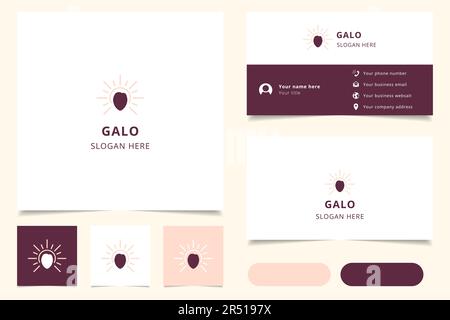 Logo Halo con slogan modificabile. Libro di branding e modello biglietto da visita. Illustrazione Vettoriale