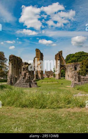 Beautiful Lady Chapel & Great Church, Glastonbury Abbey, Somerset Foto Stock