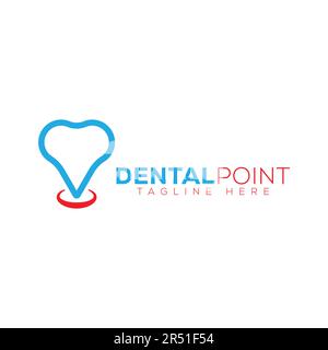 eps10 modello vettoriale per il design del logo del punto dentale. simbolo della clinica dentista isolato su sfondo bianco Illustrazione Vettoriale