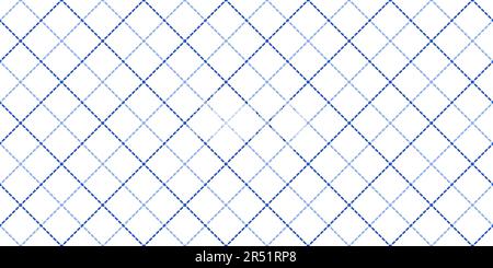 Motivo senza giunture bianco e blu con plaid windowpane e linee tratteggiate diagonali. Tuta in lana classica. Design elegante. Semplice sfondo monocromatico. T Illustrazione Vettoriale