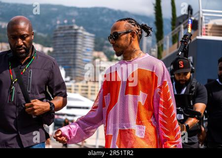 Monte-Carlo, Monaco, Circuit de Monaco, 25.May.2023: Lewis Hamilton, Mercedes driver, Durante il Gran Premio di Formula uno di Monaco Foto Stock