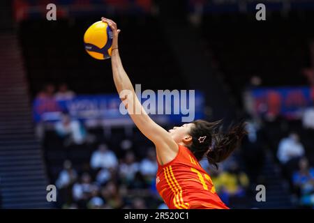 Nagoya, Giappone. 31st maggio, 2023. Li Yingying of China punta la palla durante la Volleyball Nations League 2023 tra Cina e Brasile a Nagoya, Giappone, 31 maggio 2023. Credit: Zhang Xiaoyu/Xinhua/Alamy Live News Foto Stock