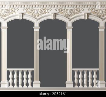 illustrazione 3d. Antico porticato in marmo. Banner di sfondo. Poster. L'architettura del mondo antico. Foto Stock