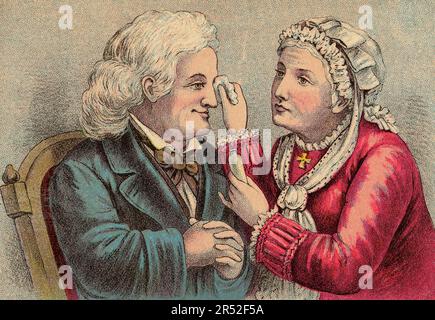 Dr. Isaac Thompsons berühmtes Augenwasser, für alle Beschwerden der Augen, ca 1880, Historisch, restaurierte digitale Reproduktion von einer Vorlage aus der damaligen Zeit / il famoso occhio tonico del Dr. Isaac Thompson, per tutti i disturbi degli occhi, ca 1880, riproduzione storica, restaurata digitalmente da un originale del tempo. Foto Stock