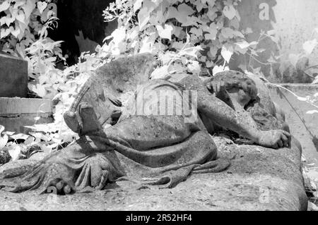 Statua dell'angelo che riposa nell'Highgate Cemetery West, Londra Foto Stock