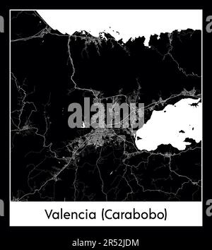 Mappa minima della città di Valencia (Carabobo) (Venezuela Sud America) Illustrazione Vettoriale