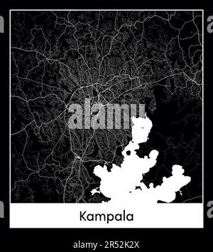 Mappa minima della città di Kampala (Uganda Africa) Illustrazione Vettoriale