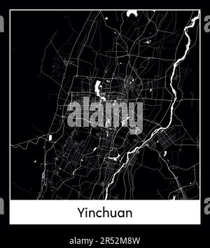 Mappa minima della città di Yinchuan (Cina Asia) Illustrazione Vettoriale