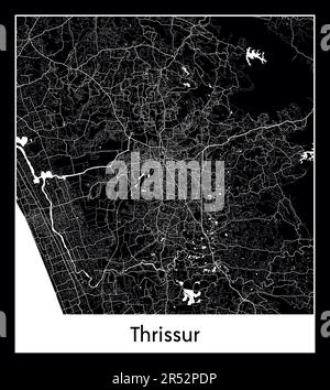 Mappa minima della città di Thrissur (India Asia)Mappa minima della città di Thrissur (India Asia) Illustrazione Vettoriale