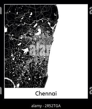 Mappa minima della città di Chennai (India Asia)Mappa minima della città di Chennai (India Asia) Illustrazione Vettoriale