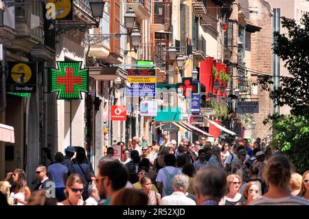 Via dello shopping, Carrer des Sant Miquel, Palma di Maiorca, Maiorca, Spagna Foto Stock