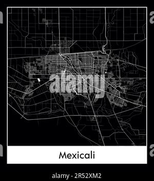 Mappa minima della città di Mexicali (Messico Nord America) Illustrazione Vettoriale