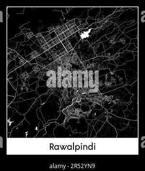 Mappa minima della città di Rawalpindi (PakistanMappa minimale della città di Rawalpindi (Pakistan Asia) Asia) Illustrazione Vettoriale