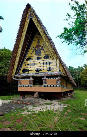 Casa d'incontro di uomini e capi, Palau, Arcipelago Bismarck, Micronesia Foto Stock