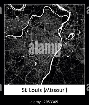 Mappa della città di St. Louis (Missouri) (Stati Uniti, Nord America) Illustrazione Vettoriale