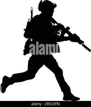 American Soldier running silhouette vettoriale illustrazione Illustrazione Vettoriale