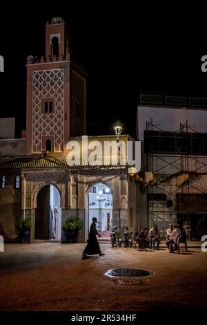 Moschea Assay su Djemaa El Fna, Marrakech, Marocco Foto Stock