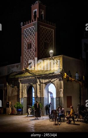 Moschea Assay su Djemaa El Fna, Marrakech, Marocco Foto Stock