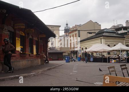 Mercato di Plac Nowy nel quartiere ebraico, Cracovia, Polonia Foto Stock