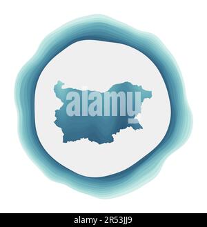 Logo Bulgaria. Distintivo del paese. Segnale circolare a strati intorno alla forma del confine con la Bulgaria. Incredibile illustrazione vettoriale. Illustrazione Vettoriale