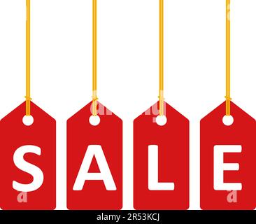 Vendita lettering con etichette e stringhe. Illustrazione vettoriale Illustrazione Vettoriale
