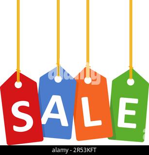 Vendita lettering con etichette e stringhe. Illustrazione vettoriale Illustrazione Vettoriale
