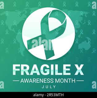 Fragile X consapevolezza mese con nastro e tipografia. Luglio è osservato come mese di diffusione della consapevolezza per quanto riguarda la sindrome rara malattia. Foto Stock
